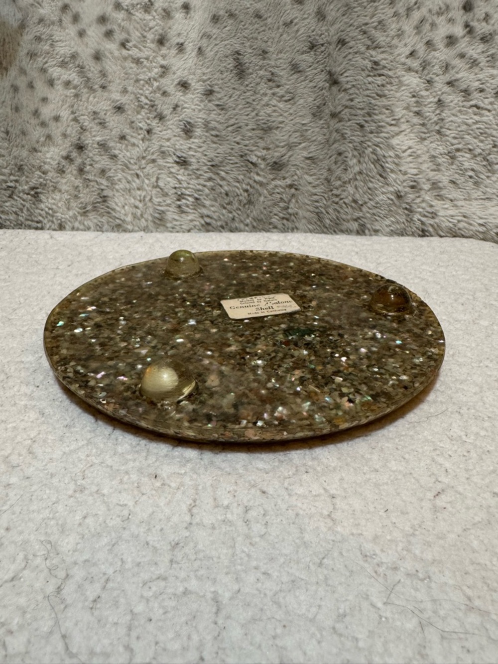 Vintage Plympton's Genuine Abalone Lucite Hot Plate Trivet 7” - Picture 4 of 9